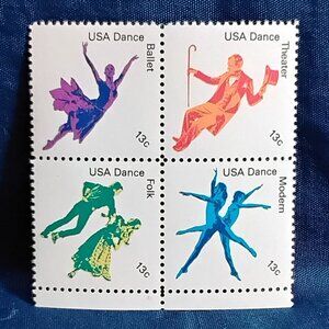 Uncirculated USA 1978 USA Dance Block of Four 13 Cent Stamps!!